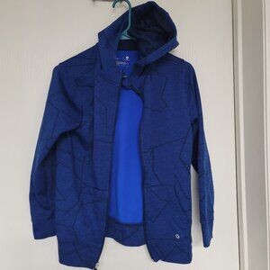 Boys black and blue patterned full zip hooded Xersion sweatshirt - size L 14/16